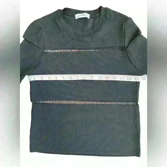 Zara Women’s Premium Denim Collection Knit Mesh Cut Out Sweater Black Size S - Picture 7 of 9